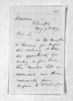 4 pages written 9 May 1871 by Thomas William Lewis in Wellington to Sir Donald McLean, from Inward letters -  T W Lewis