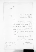 1 page written 3 Feb 1863 by an unknown author in Auckland Region to Sir Donald McLean, from Hawke's Bay.  McLean and J D Ormond, Superintendents - Letters to Superintendent