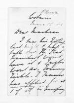 2 pages written 15 Jun 1864 by Thomas Purvis Russell in Woburn to Sir Donald McLean, from Inward letters - Thomas Purvis Russell