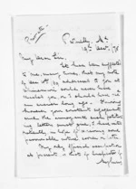 2 pages written 19 Dec 1870 by Rev Henry Hanson Turton to Sir Donald McLean in Wellington, from Inward letters -  Rev Henry Hanson Turton