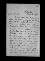 2 pages written 20 Mar 1871 by Robert Hart in Wellington to Sir Donald McLean, from Inward family correspondence - Robert Hart (brother-in-law)