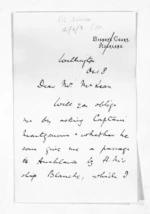 2 pages written by Bishop William Garden Cowie in Wellington to Sir Donald McLean, from Inward letters - Surnames, Cor - Cox