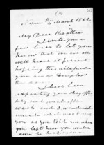 3 pages written 4 Mar 1862 by Alexander McLean in Napier City to Sir Donald McLean, from Inward family correspondence - Alexander McLean (brother)