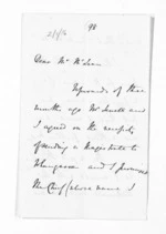 4 pages written by Sir Thomas Robert Gore Browne to Sir Donald McLean, from Inward and outward letters - Sir Thomas Gore Browne (Governor)