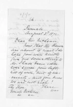 2 pages written 3 Aug 1871 by Captain Walter Charles Brackenbury in Auckland City to Sir Donald McLean, from Inward letters -  W C Brackenbury