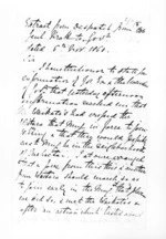4 pages written 6 Nov 1860 by Major-General Sir Thomas Simson Pratt in Waikato Region, from Secretary, Native Department -  War in Taranaki and Waikato and King Movement