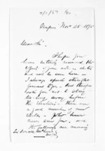 6 pages written 25 Nov 1875 by George Thomas Fannin in Napier City to Sir Donald McLean, from Inward letters - G T Fannin