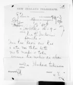 1 page to Sir Donald McLean in , from Native Minister and Minister of Colonial Defence - Inward telegrams