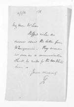 2 pages written by Sir Thomas Robert Gore Browne to Sir Donald McLean, from Inward letters - Sir Thomas Gore Browne (Governor)