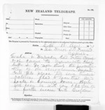 2 pages written 18 Aug 1871 by Sir Donald McLean to John Davies Ormond in Napier City, from Native Minister and Minister of Colonial Defence - Inward telegrams