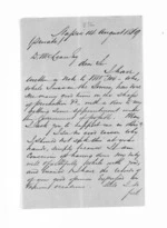 3 pages written 14 Aug 1869 by H S Webb in Napier City to Sir Donald McLean, from Inward letters -  H E Webb