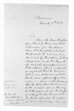 2 pages written 8 Mar 1870 by Robert Smelt Bush in Ohinemuri to Sir Donald McLean in Auckland Region, from Inward letters - Robert S Bush