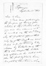 2 pages written 22 Sep 1863 by Jasper Lucas Herrick to Sir Donald McLean, from Inward letters - Surnames, Her - Hes