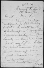 3 pages written 12 Jan 1864 by Henry Robert Russell to Sir Donald McLean, from Inward letters - H R Russell