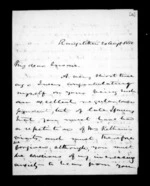 3 pages written 20 Aug 1850 by Sir Donald McLean in Rangitikei District to Susan Douglas McLean, from Inward and outward family correspondence - Susan McLean (wife)