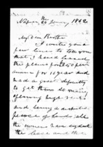 3 pages written 24 Jan 1862 by Alexander McLean in Napier City to Sir Donald McLean, from Inward family correspondence - Alexander McLean (brother)