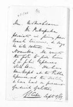 1 page written 8 Sep 1869 by George Sisson Cooper to Sir Donald McLean, from Inward letters - George Sisson Cooper