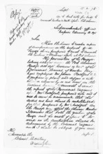 14 pages written 12 Feb 1875 by John Davies Ormond in Napier City to Wellington, from Hawke's Bay.  McLean and J D Ormond, Superintendents - Public Works.  Lands and Survey Office.  Crown Lands Office