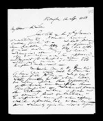2 pages written 12 Sep 1853 by Robert Roger Strang in Wellington to Sir Donald McLean, from Family correspondence - Robert Strang (father-in-law)