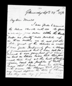 4 pages written 11 Apr 1872 by Archibald John McLean in Glenorchy to Sir Donald McLean, from Inward family correspondence - Archibald John McLean (brother)