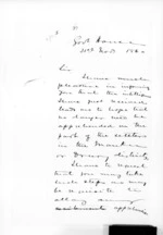 2 pages written 30 Nov 1860 by Sir Donald McLean, from Secretary, Native Department -  War in Taranaki and Waikato and King Movement