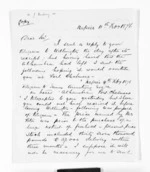 2 pages written 11 Feb 1876 by Sir Donald McLean in Napier City, from Outward drafts and fragments