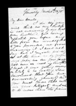 2 pages written 11 Mar 1875 by Archibald John McLean in Glenorchy to Sir Donald McLean, from Inward family correspondence - Archibald John McLean (brother)