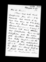 3 pages written 16 Dec 1875 by Robert Hart in Wellington City to Sir Donald McLean, from Inward family correspondence - Robert Hart (brother-in-law)