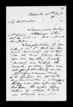 3 pages written 15 Aug 1860 by Robert Roger Strang in Wellington to Sir Donald McLean, from Family correspondence - Robert Strang (father-in-law)