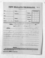 1 page written 19 Nov 1874 by Sir Donald McLean in Napier City to Wellington City, from Native Minister and Minister of Colonial Defence - Outward telegrams