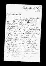 3 pages written 14 Aug 1852 by Robert Roger Strang in Wellington to Sir Donald McLean, from Family correspondence - Robert Strang (father-in-law)