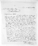 2 pages written 3 Sep 1861 by Alexander Kennedy in Napier City to Sir Donald McLean in Auckland City, from Inward letters -  Alexander Kennedy