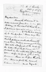 4 pages written 7 Oct 1873 by Robert Smelt Bush in Raglan to Sir Donald McLean, from Inward letters - Robert S Bush