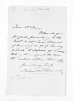 2 pages written 5 Oct 1852 by Lieutenant Richard Bulkeley Turgford Thelwall to Sir Donald McLean, from Inward letters - Surnames, Tay - Tho