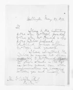 3 pages written 27 May 1872 by Ebenezer Fox in Wellington City to Sir Donald McLean, from Inward letters - Surnames, Foo - Fox