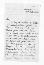 3 pages written 15 Oct 1875 by Hume F Chancellor in Dunedin City to Sir Donald McLean in Wellington City, from Inward letters - Surnames, Car - Cha