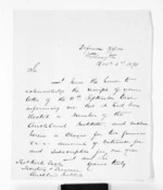 1 page written 3 Nov 1870 by an unknown author in Wellington to Thomas Kirk in Auckland City, from Outward drafts and fragments