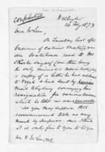 3 pages written 14 Feb 1873 by Hon Edward Richardson in Wellington to Sir Donald McLean, from Inward letters - Surnames, Ric - Ric