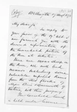 4 pages written 17 Aug 1872 by Sir Donald McLean in Wellington to William Douglas Carruthers, from Inward letters -  W D Carruthers