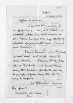 6 pages written 1 Apr 1870 by Charles Heaphy in Napier City to Sir Donald McLean in Auckland City, from Inward letters -  Charles Heaphy