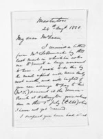 2 pages written 24 Aug 1868 by John Valentine Smith in Masterton to Sir Donald McLean, from Inward letters - Surnames, Smith