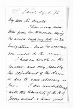 4 pages written 29 Jun 1876 by Rev Peter Barclay to Sir Donald McLean, from Inward letters - P Barclay