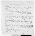 1 page written 25 Oct 1870 by an unknown author in Napier City to Sir Donald McLean in Wellington, from Native Minister and Minister of Colonial Defence - Inward telegrams
