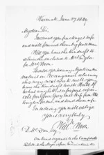 2 pages written 27 Jun 1849 by Rev William Woon in Waimate to Sir Donald McLean in Wanganui, from Inward letters - William Woon