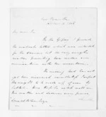 3 pages written 13 Oct 1856 by Henry Halse in New Plymouth District to Sir Donald McLean, from Inward letters - Henry Halse