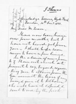 5 pages written 10 Dec 1852 by Joseph Thomas in London to Sir Donald McLean, from Inward letters - Surnames, Thomas