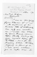 2 pages written 18 Dec 1872 by William Douglas Carruthers in Christchurch City to Sir Donald McLean in Wellington, from Inward letters -  W D Carruthers