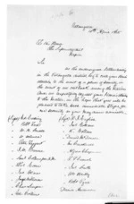2 pages written 15 Apr 1865 by an unknown author in Patangata to Sir Donald McLean in Napier City, from Superintendent, Hawkes Bay and Government Agent, East Coast - Papers