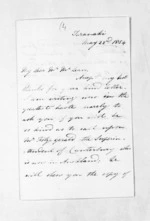 3 pages written 22 May 1854 by George Theodosius Boughton Kingdon in Taranaki Region to Sir Donald McLean, from Inward letters -  Kingdon, George and Sophia