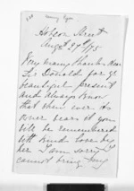 2 pages written 27 Aug 1875 by Fanny Pym, from Inward letters - Surnames, Pul - Pym
